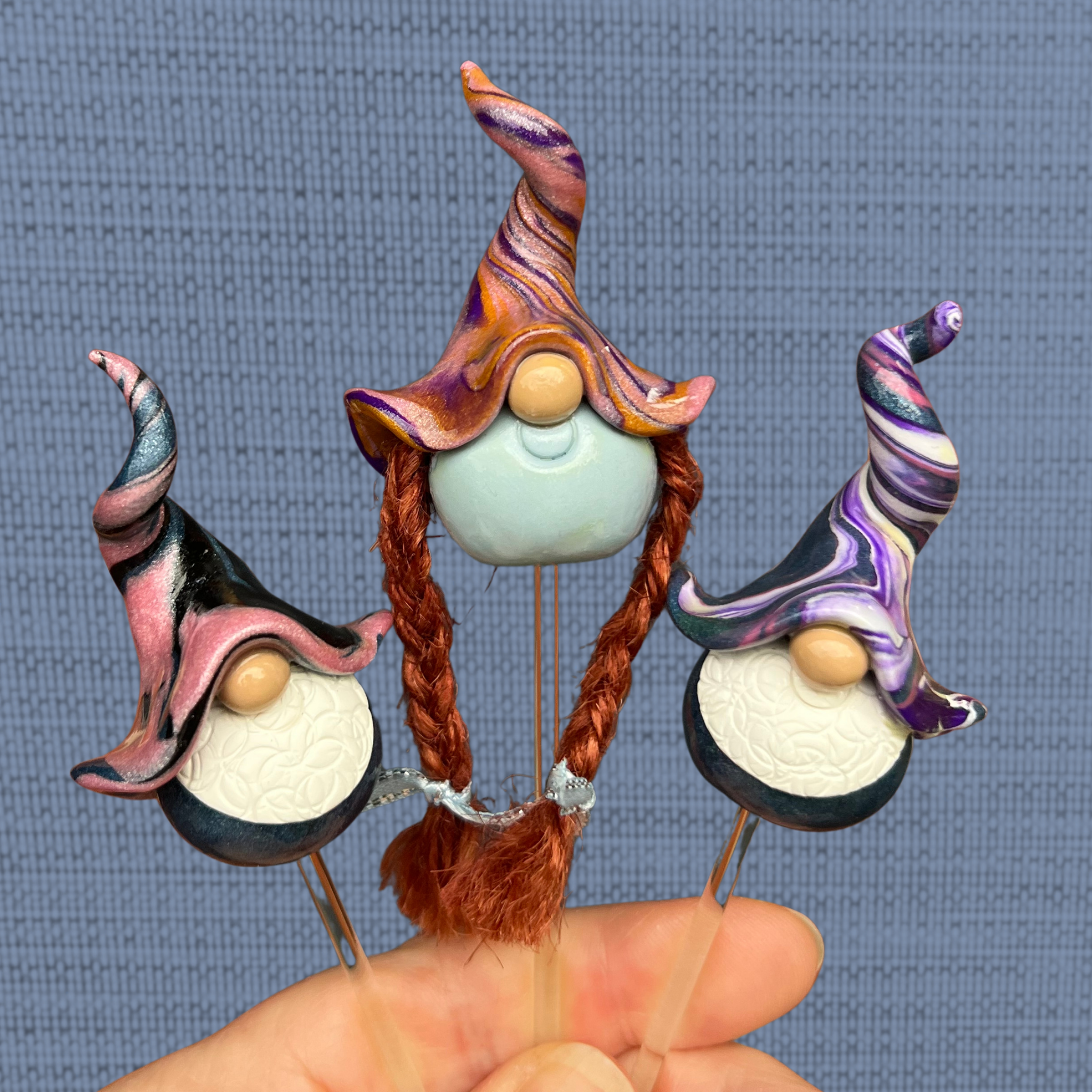 Whimsical gnome trio - Bramble, Cobble & Isobel