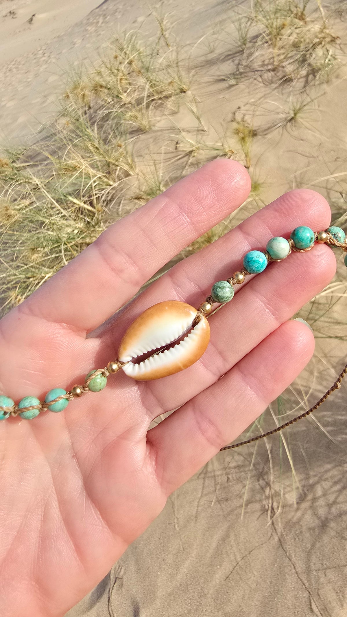 Cowrie Necklace with Peruvian Turquoise