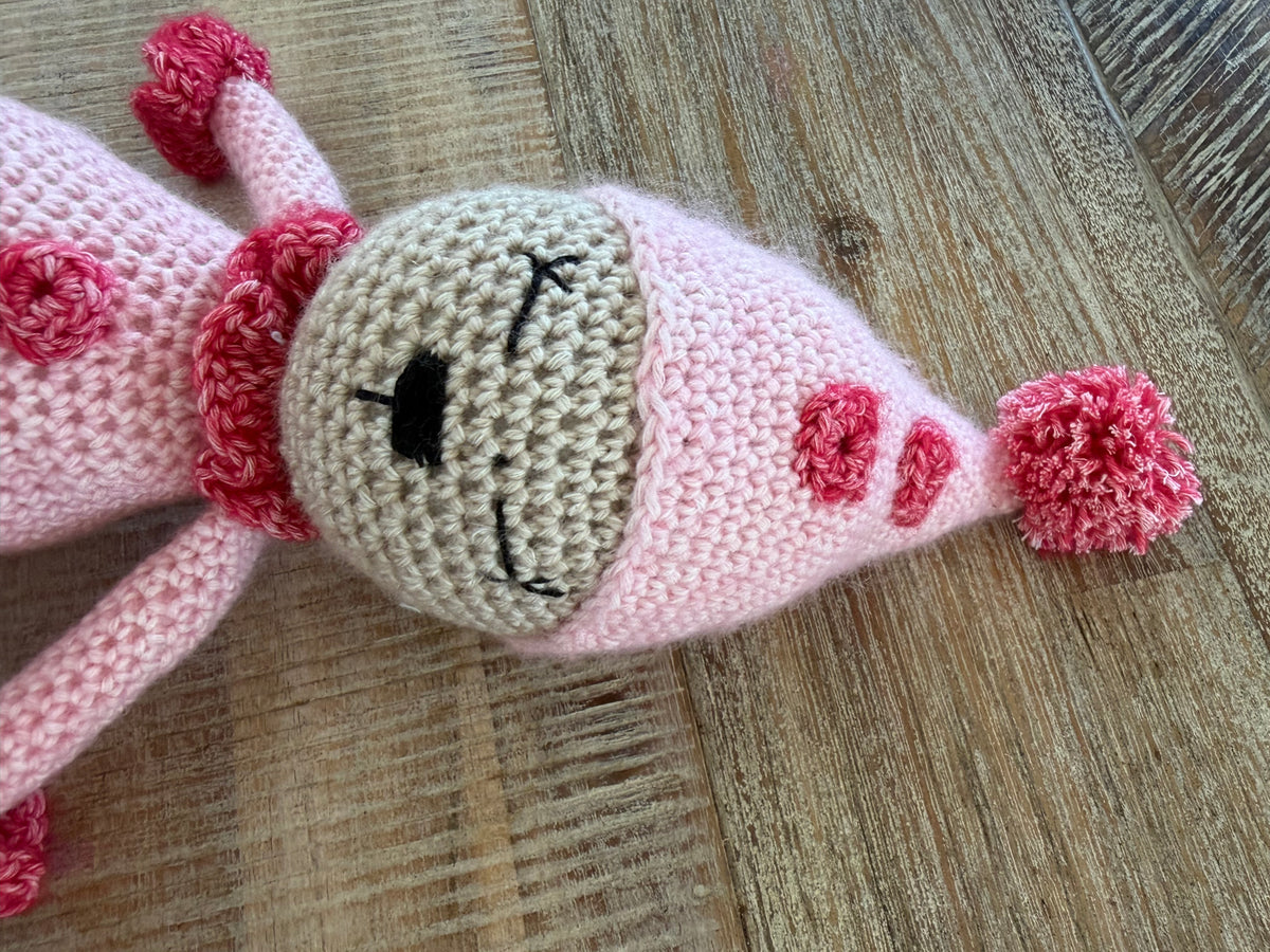 Pink Clown crocheted soft toy