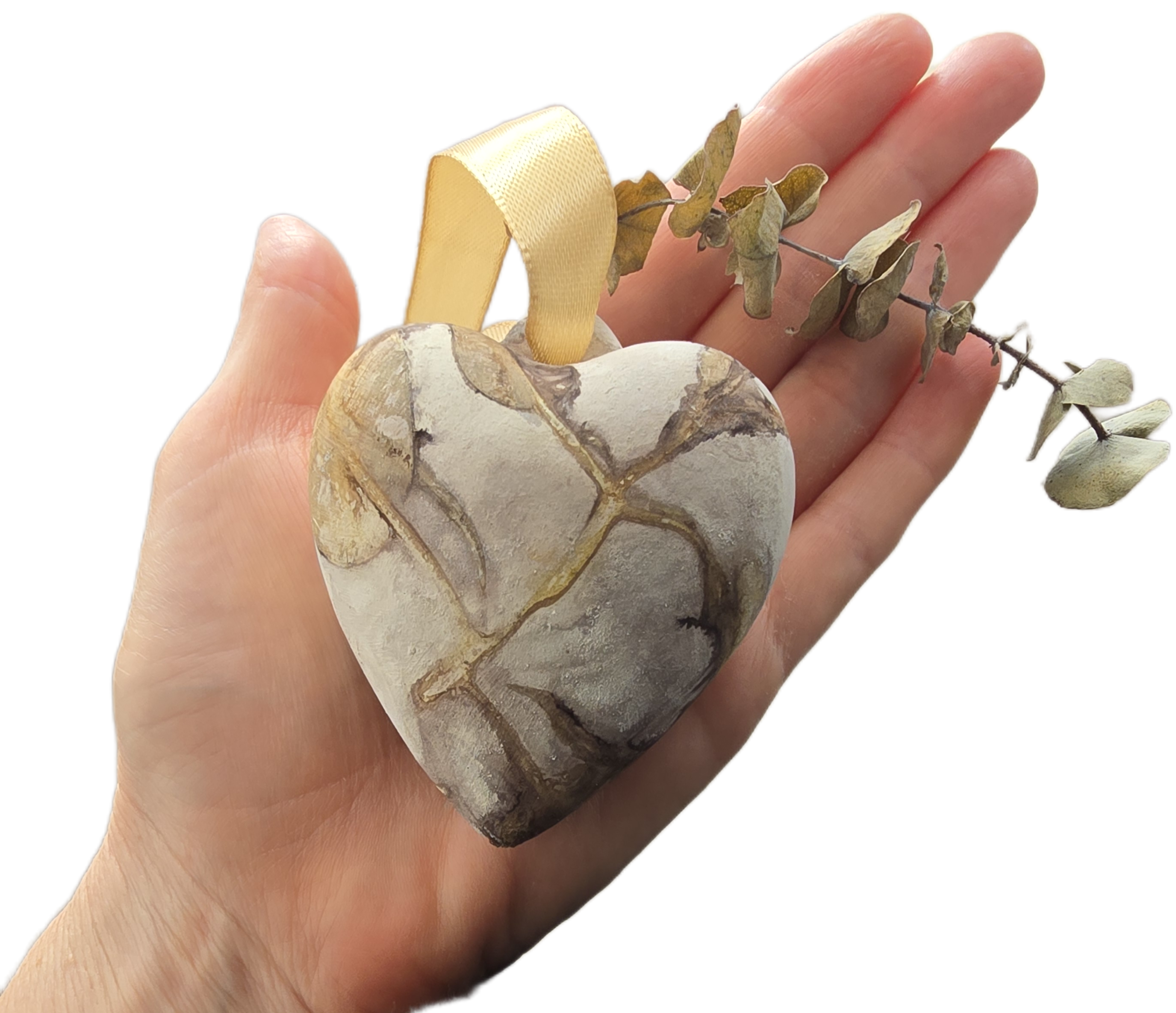 Eco Printed Ceramic Heart