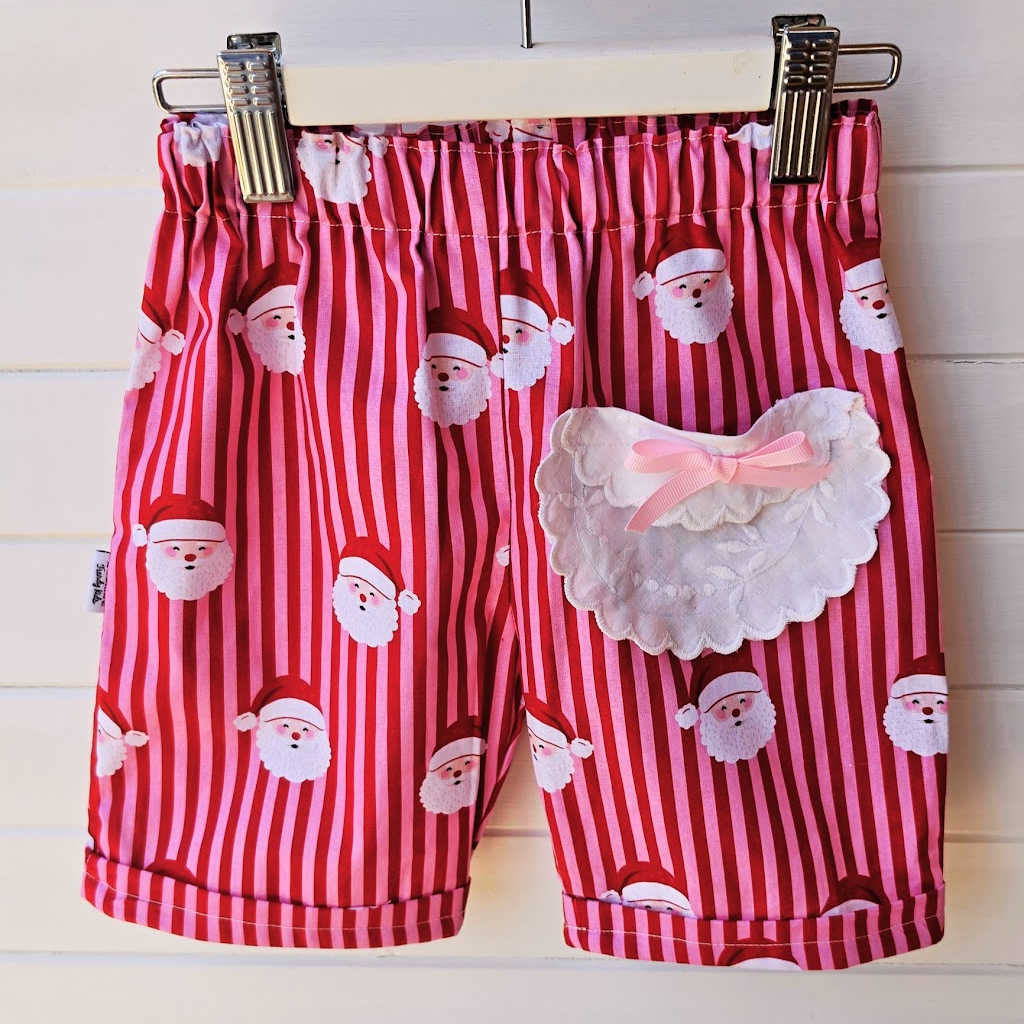 Pink & Red Santa Christmas Shorts – Size 1-2 Years
