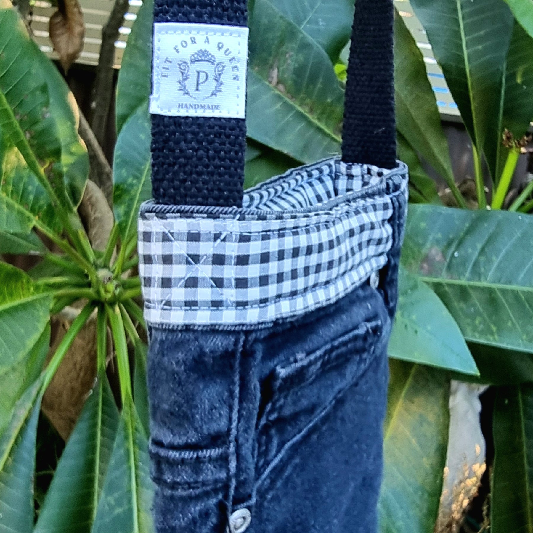 Upcycled Black Denim Jeans Crossbody Bag