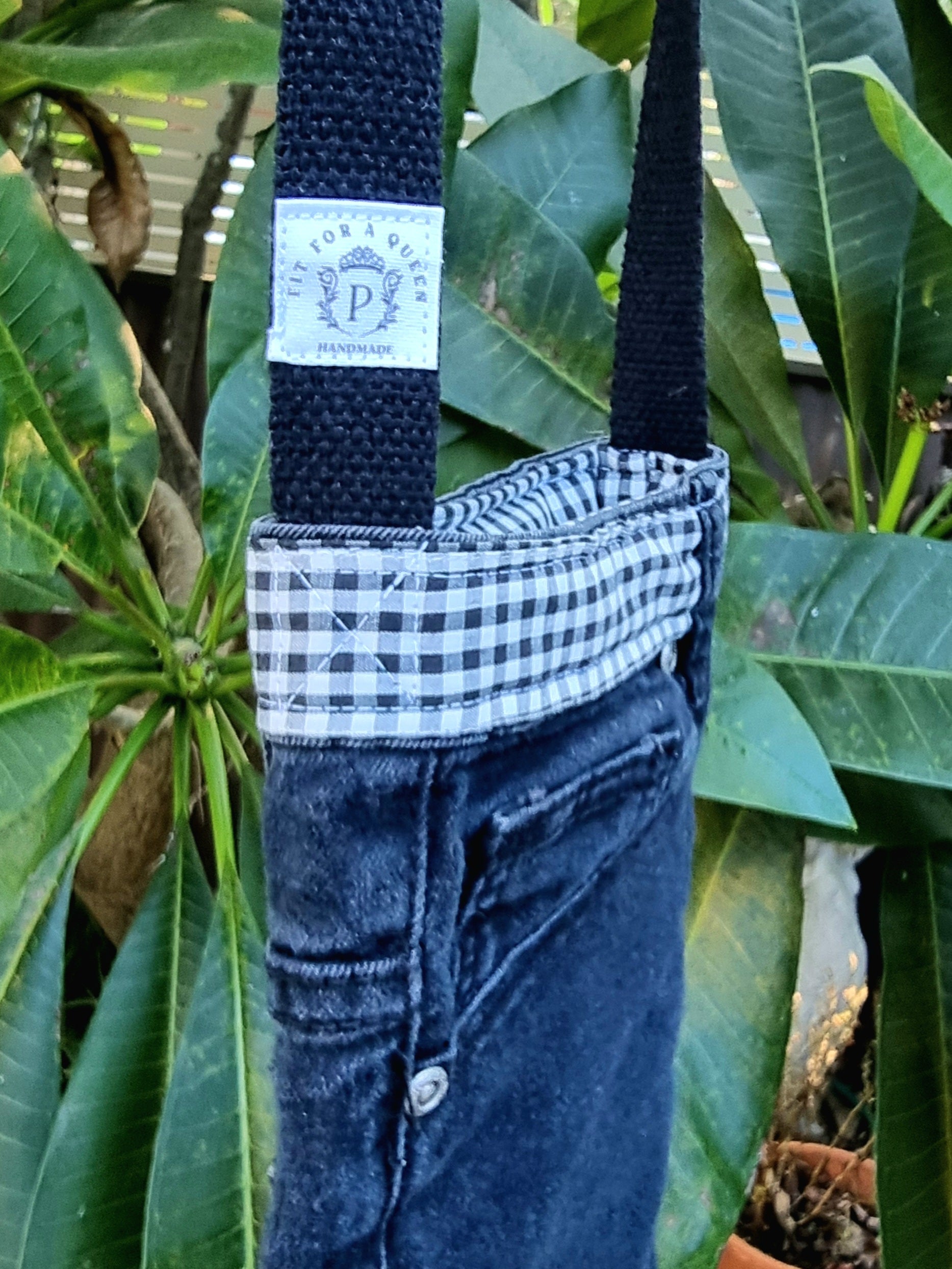 Upcycled Black Denim Jeans Crossbody Bag