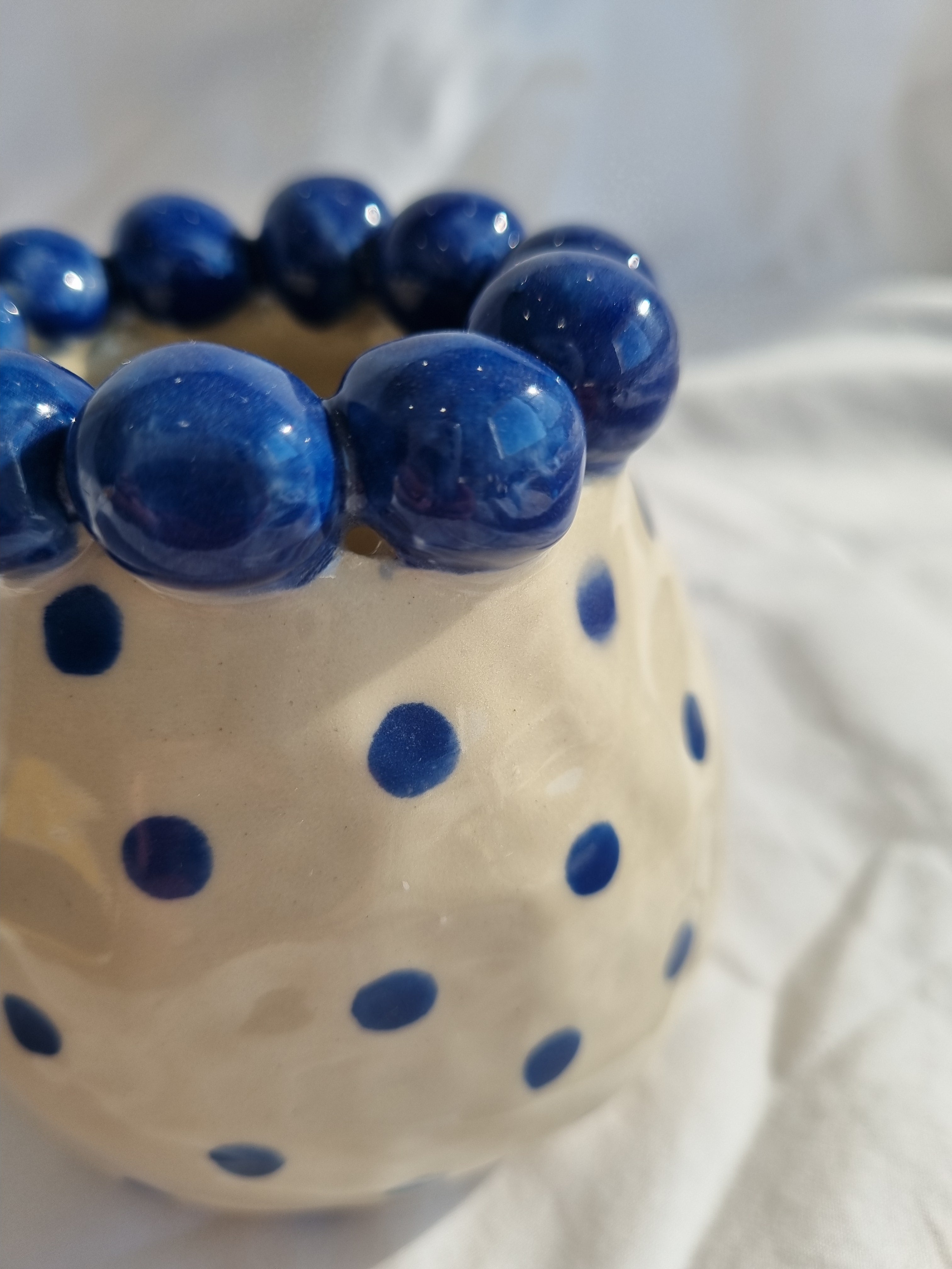 Large blue Dot Bud Vase