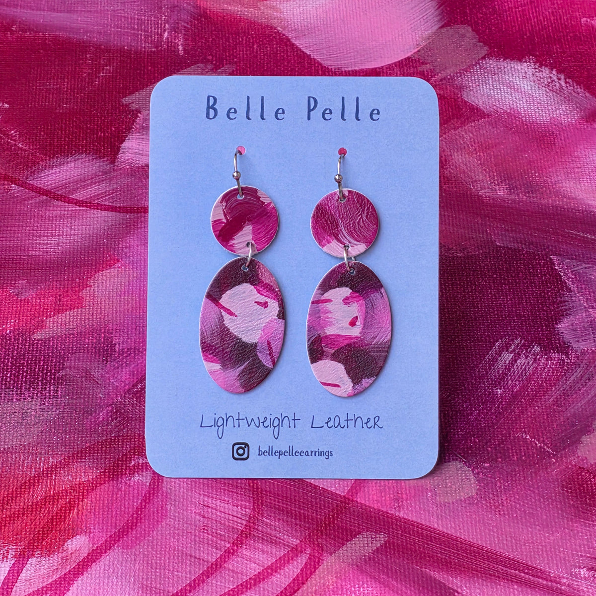 Alla Manno Leather Earrings - Raspberry Muse