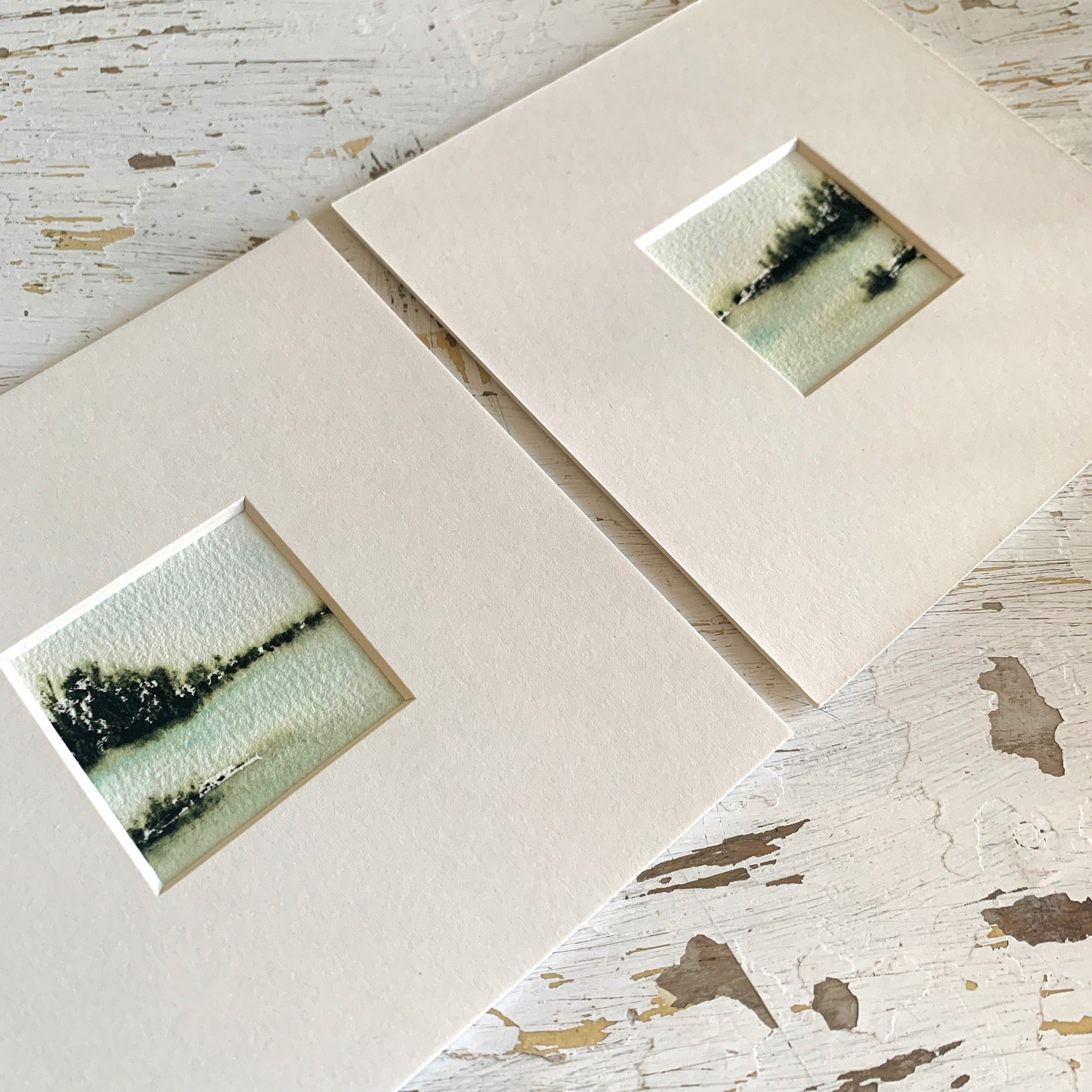 Abstract Landscape Diptych Hand-painted Watercolour Artwork