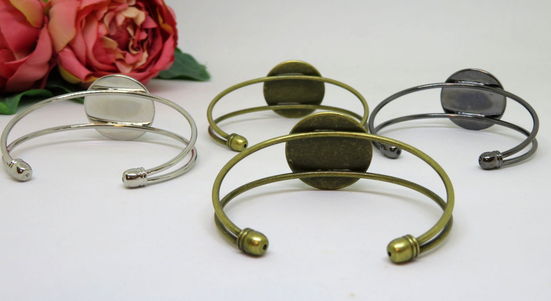 Blue Acrylic Art Hand Painted Open Bracelet Cuff