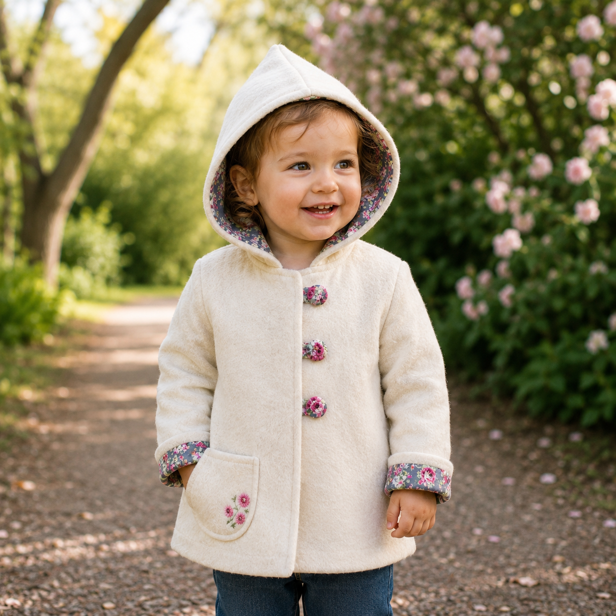 Woolen Girls Blanket Coat with Hand Embroidery