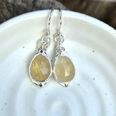 Golden Rutile Quartz Dangle Earrings #2