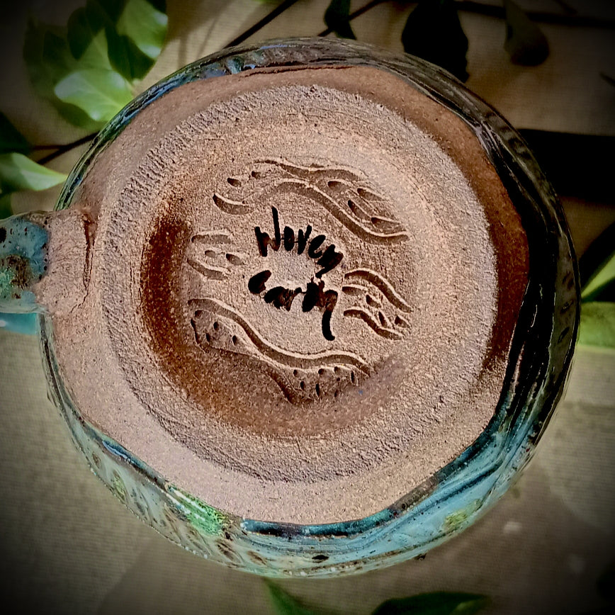 Green/Grey and Dark Turquoise Textured Mug