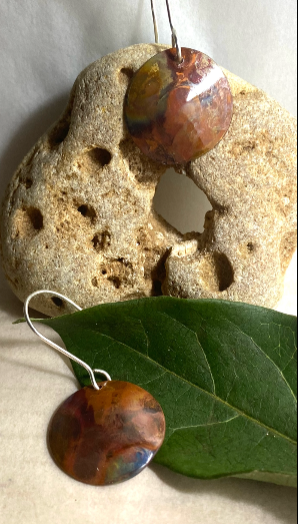 Winter Flames - copper dome earrings