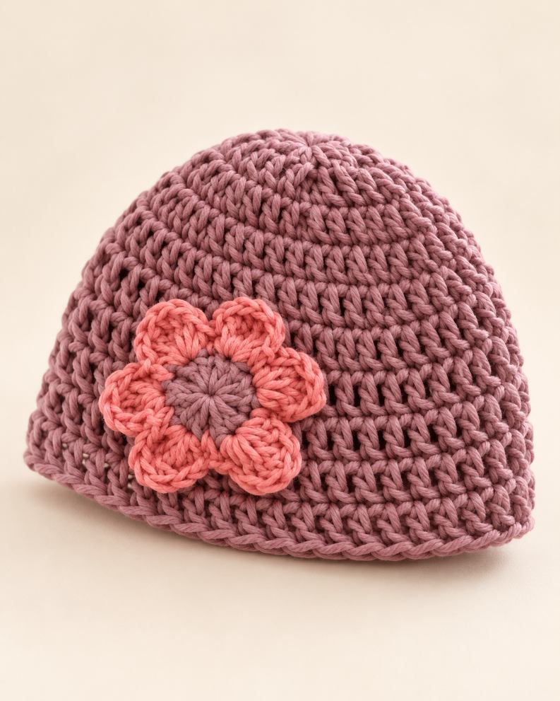 Hand-Crocheted Cotton Baby Hat Rosie Bloom