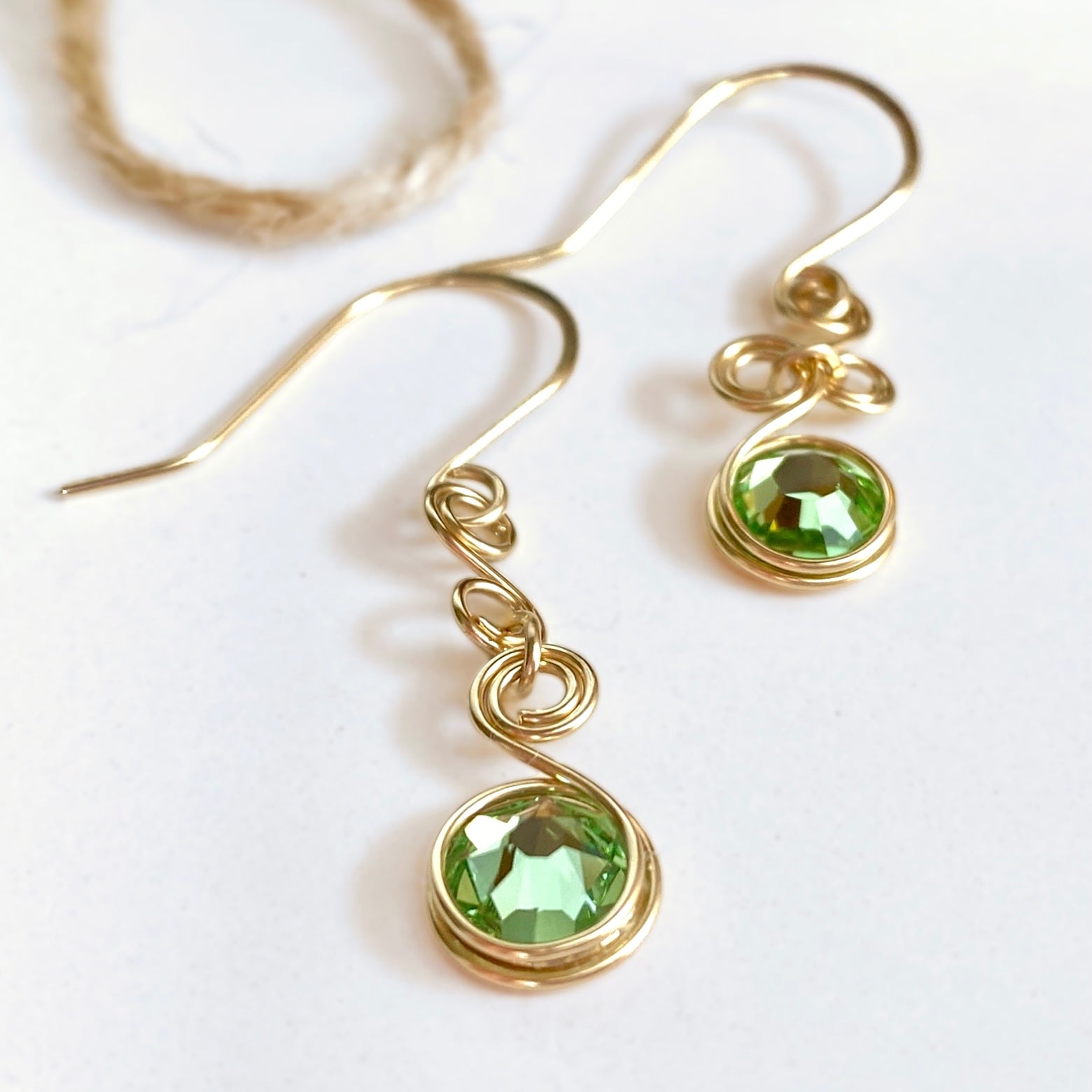 Green crystal dangle earrings | Emerald or Peridot | Sterling silver or 14k gold-filled | Birthstone gift for May or August
