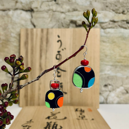 Earrings Fun Colourful Dot Textile Lightweight - EC-597