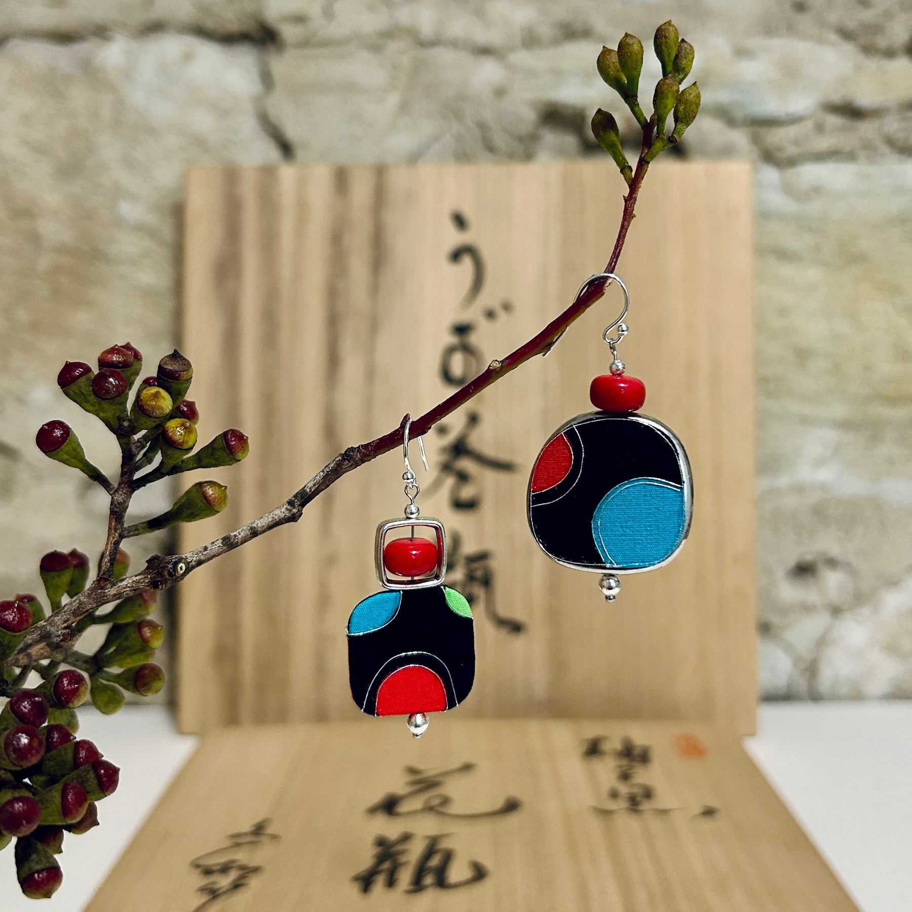 Earrings Fun Colourful Dot Textile Lightweight - EC-597