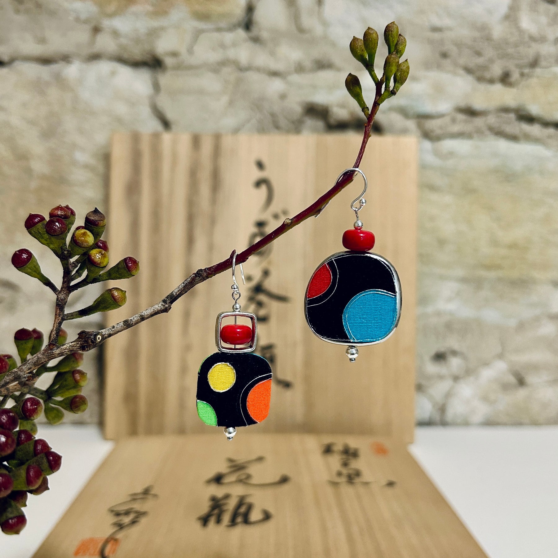 Earrings Fun Colourful Dot Textile Lightweight - EC-597