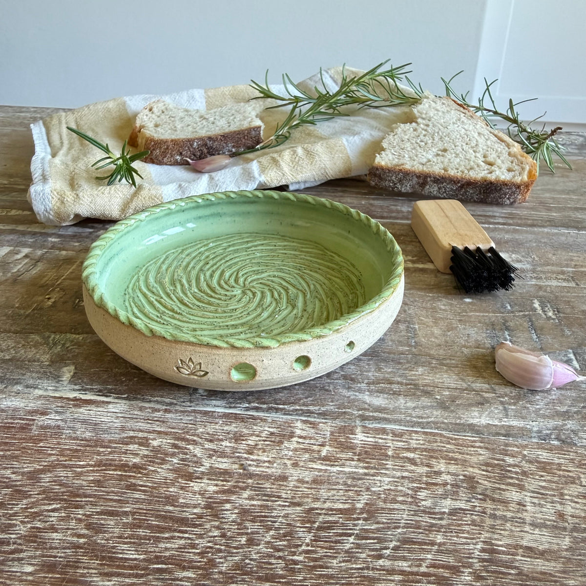 The Gathering Dish | Handmade Ceramic Garlic Grater, Herb & Dipping Dish