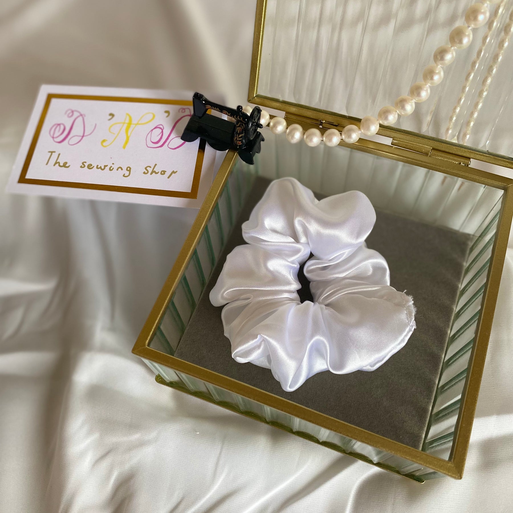 Handmade Satin Scrunchies – Elegant Neutral & Classic Colours Set of 4