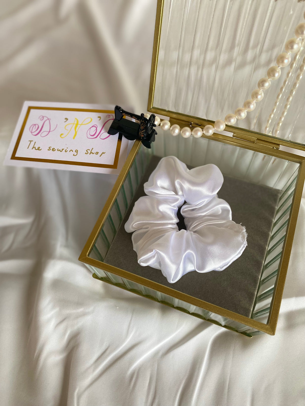 Handmade Satin Scrunchies – Elegant Neutral & Classic Colours Set of 4
