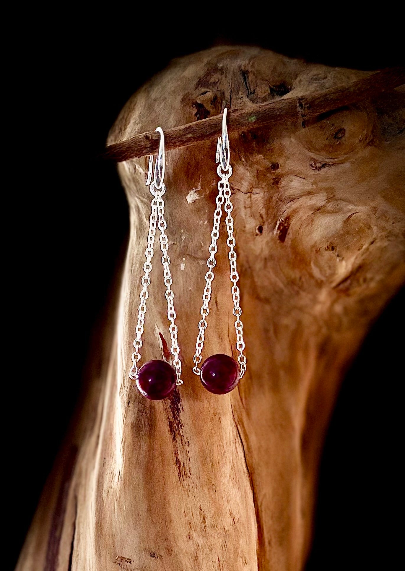 Silver Pink Tourmaline Earrings