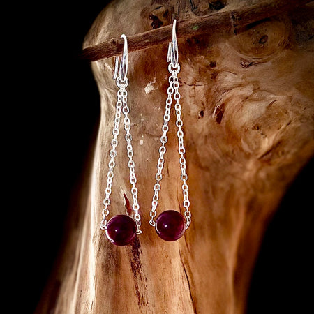 Silver Pink Tourmaline Earrings