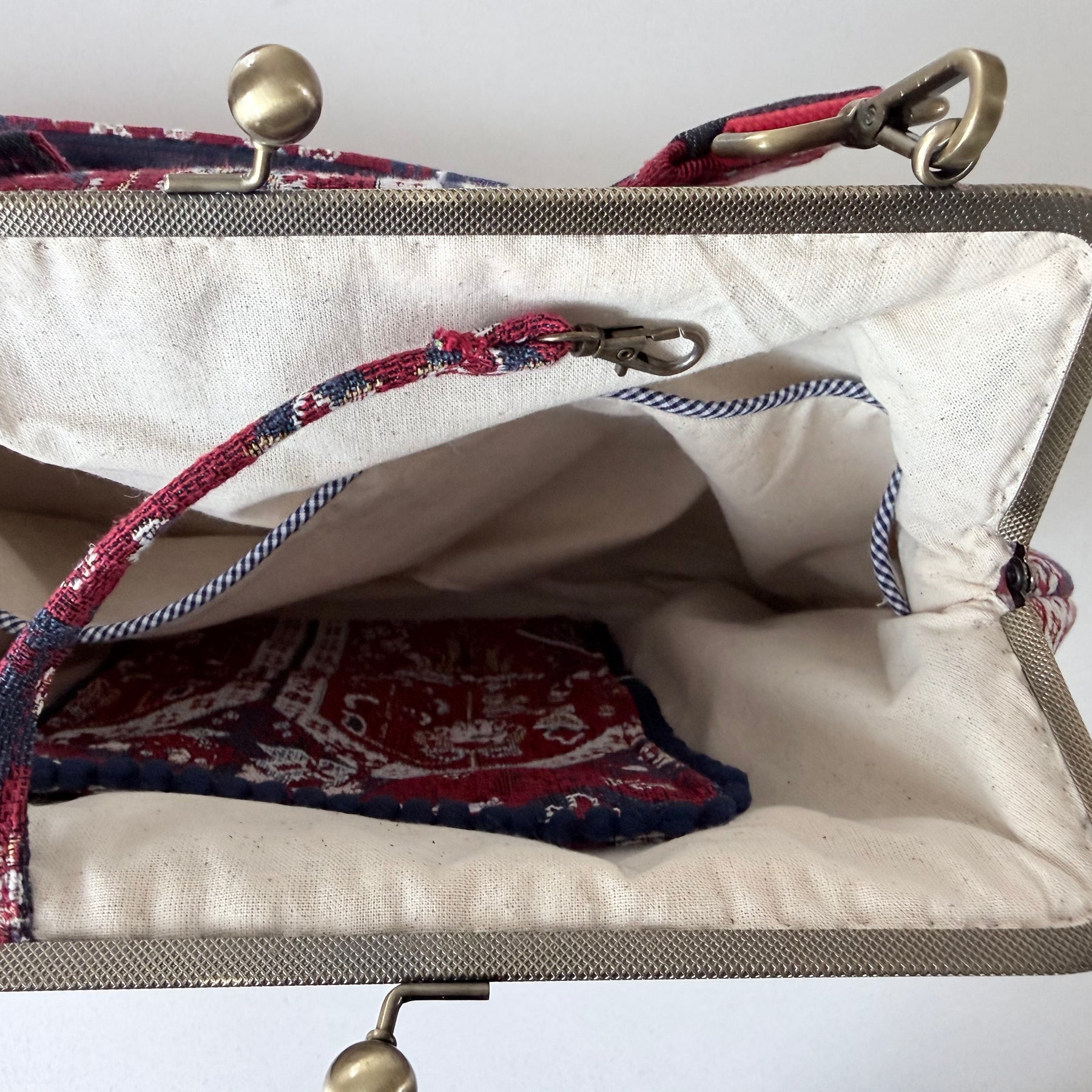 ‘Carpet bag’ metal frame oversized purse