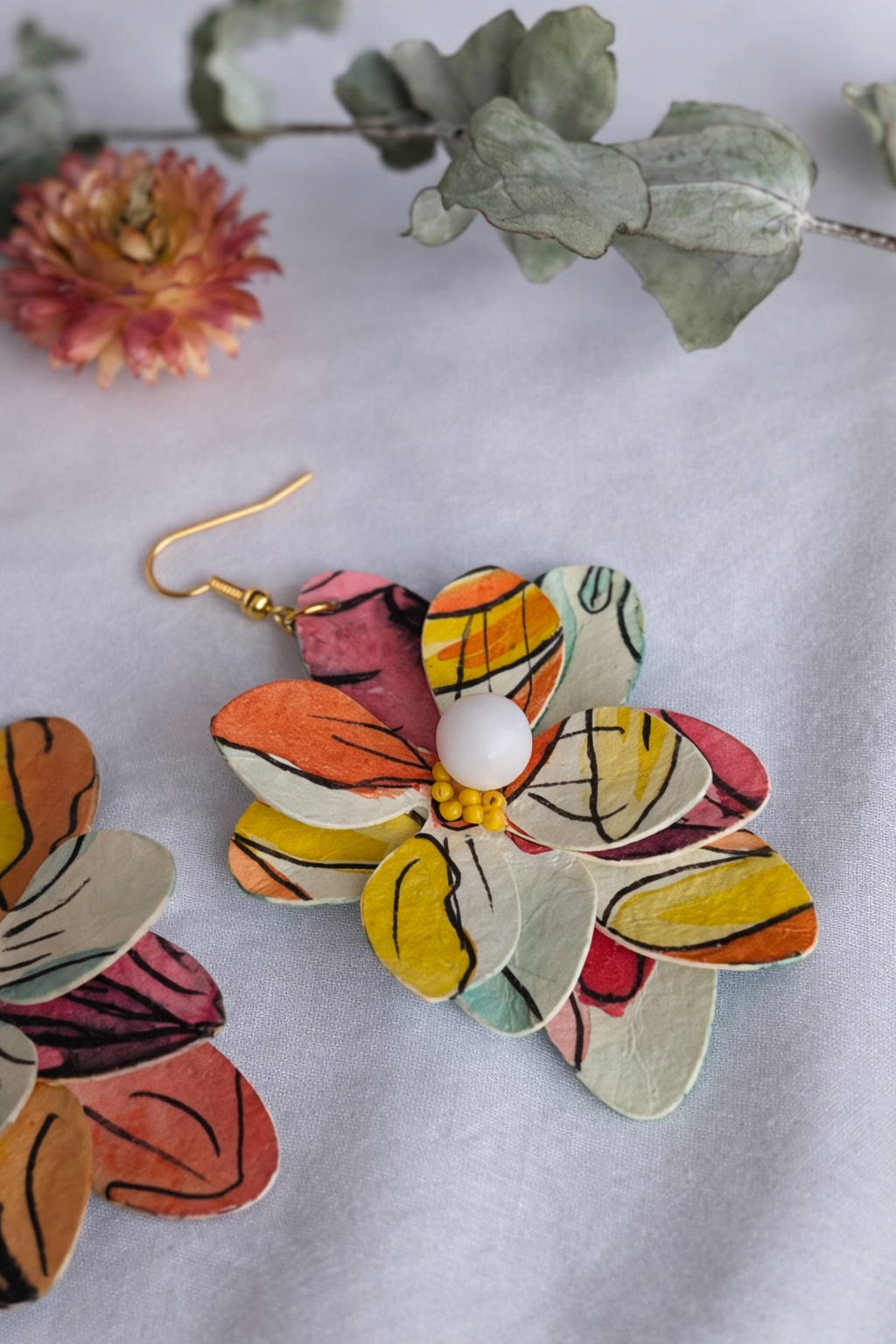 Handmade Summer Bloom Paper Earrings – Seaside Inspired Statement Jewellery