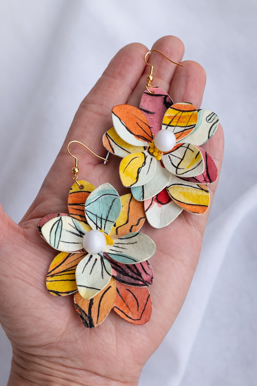 Handmade Summer Bloom Paper Earrings – Seaside Inspired Statement Jewellery