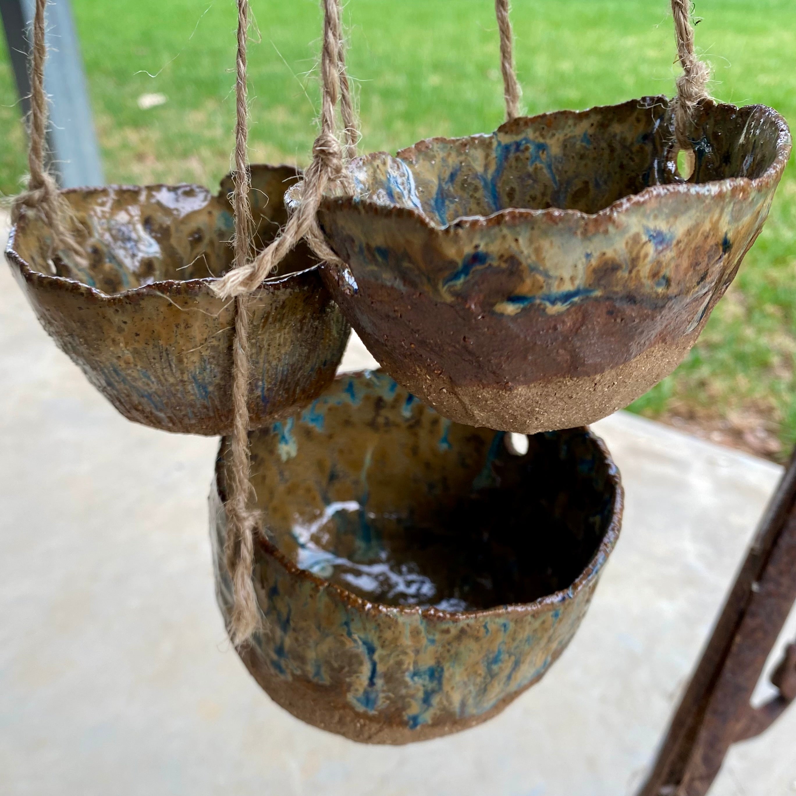 Handmade Organic Pinch Pot Plant Hangers|Pottery