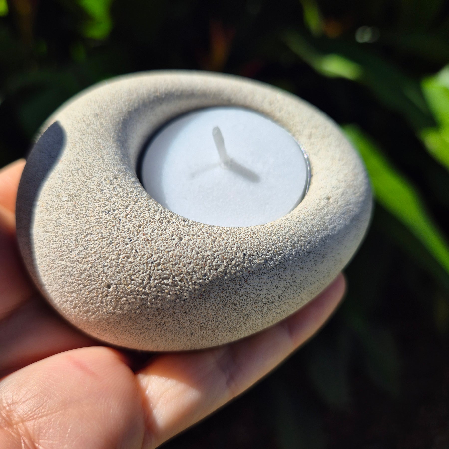 Eco-stone pebble shaped tealight candle holder