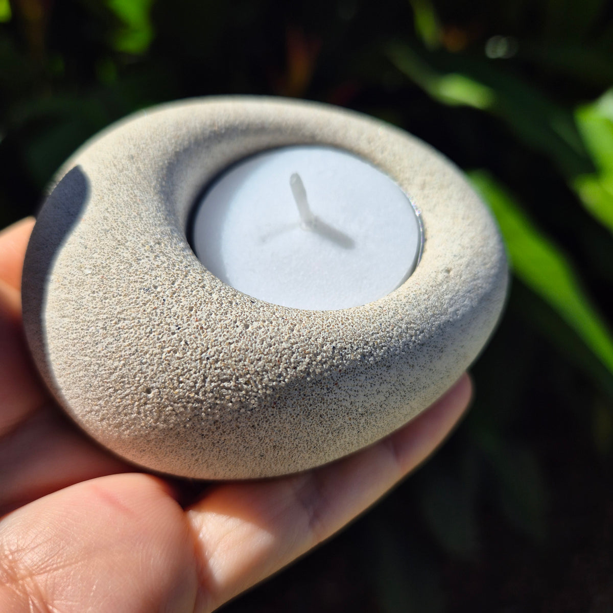 Eco-stone pebble shaped tealight candle holder