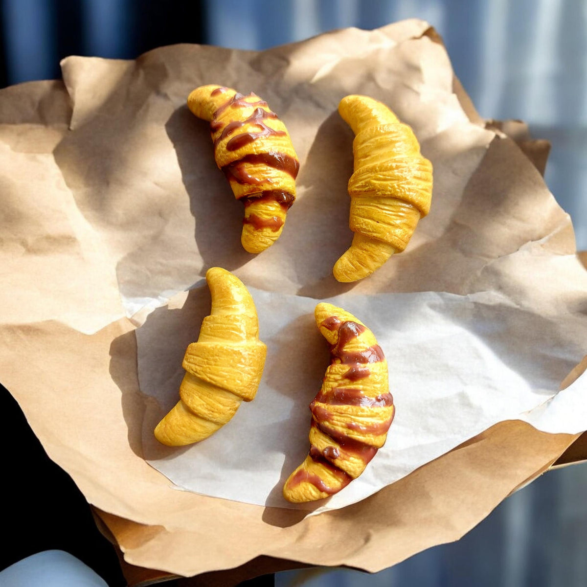 Decorative Fridge Magnets | Polymer Clay Miniature Croissants | Food Inspired