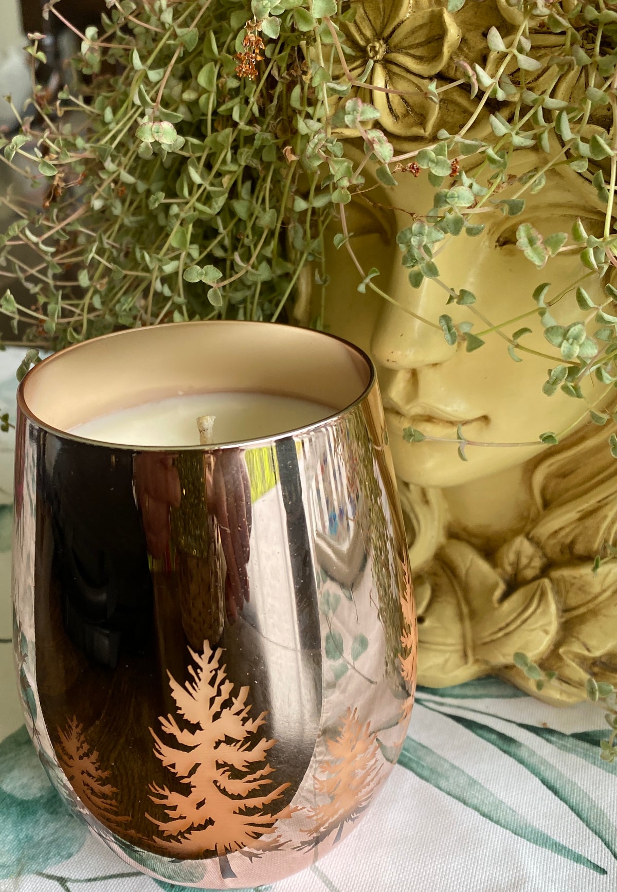 CHRISTMAS - ROSE GOLD CHRISTMAS TREES CANDLE GLASS - POURED TO ORDER