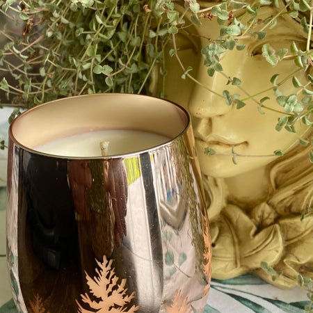 CHRISTMAS - ROSE GOLD CHRISTMAS TREES CANDLE GLASS - POURED TO ORDER