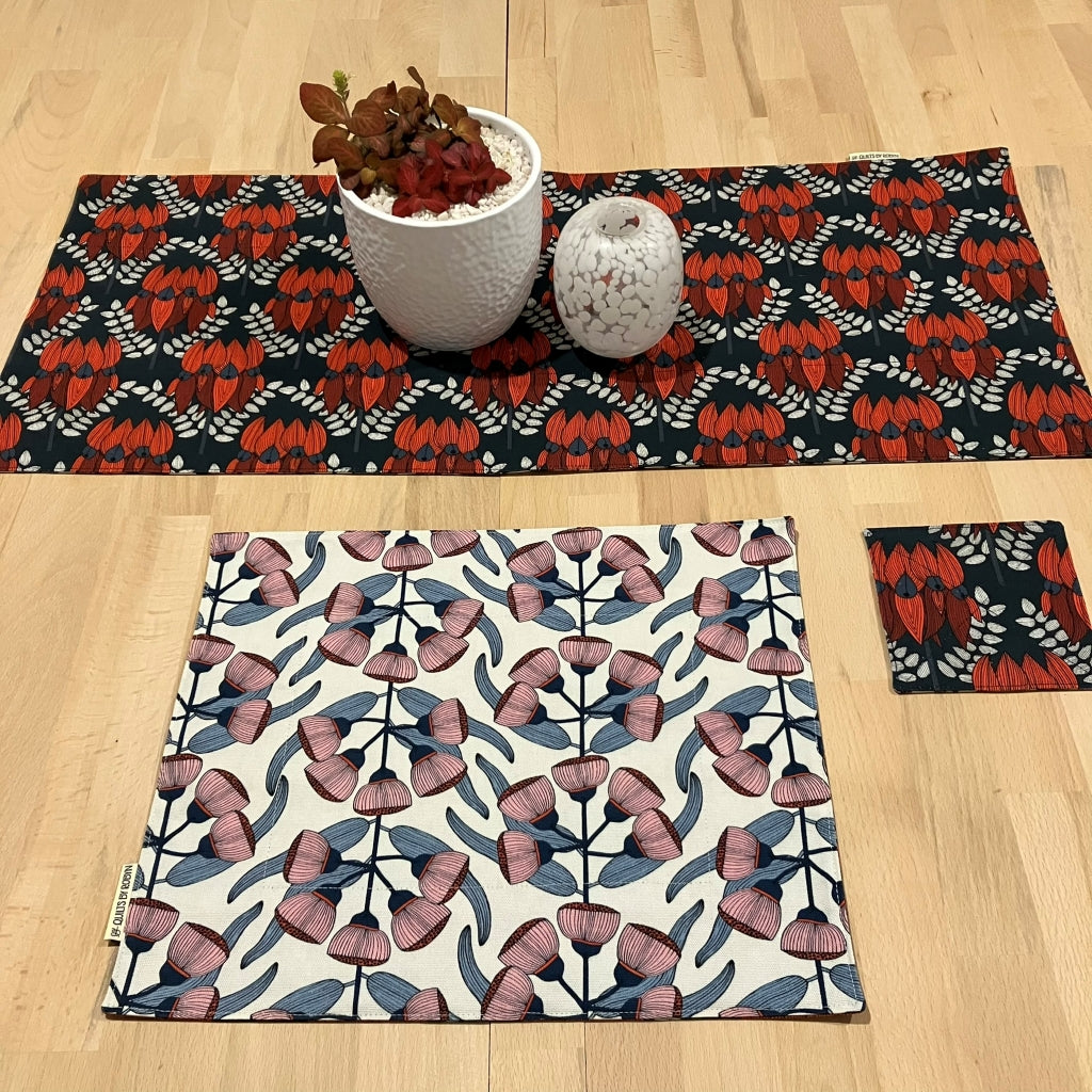 handmade Australian reversible - sturt's desert pea & gum flowers