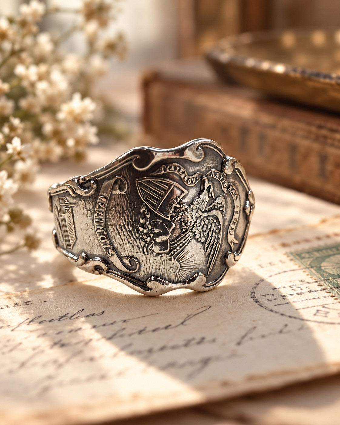 Vintage Sterling Silver Illinois Spoon Ring