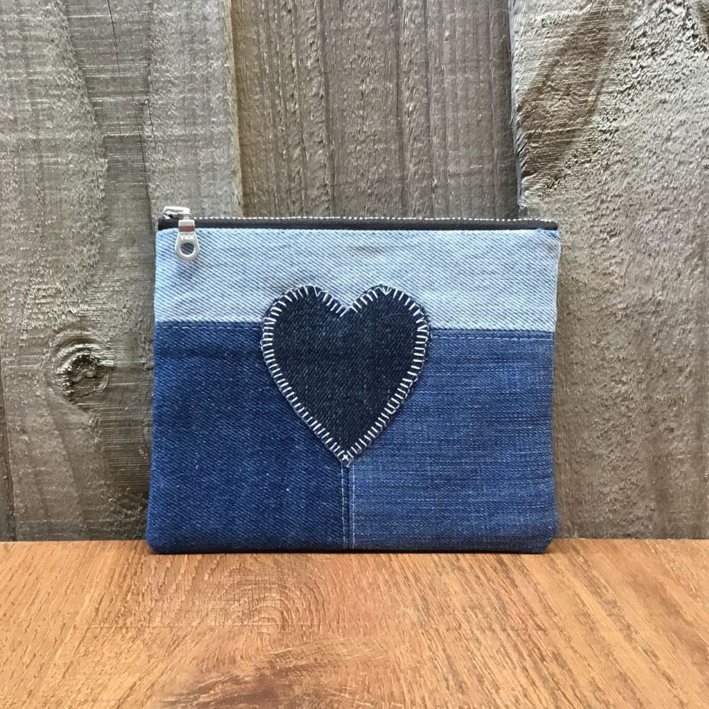 Upcycled Denim Purse – Single Denim Heart #1