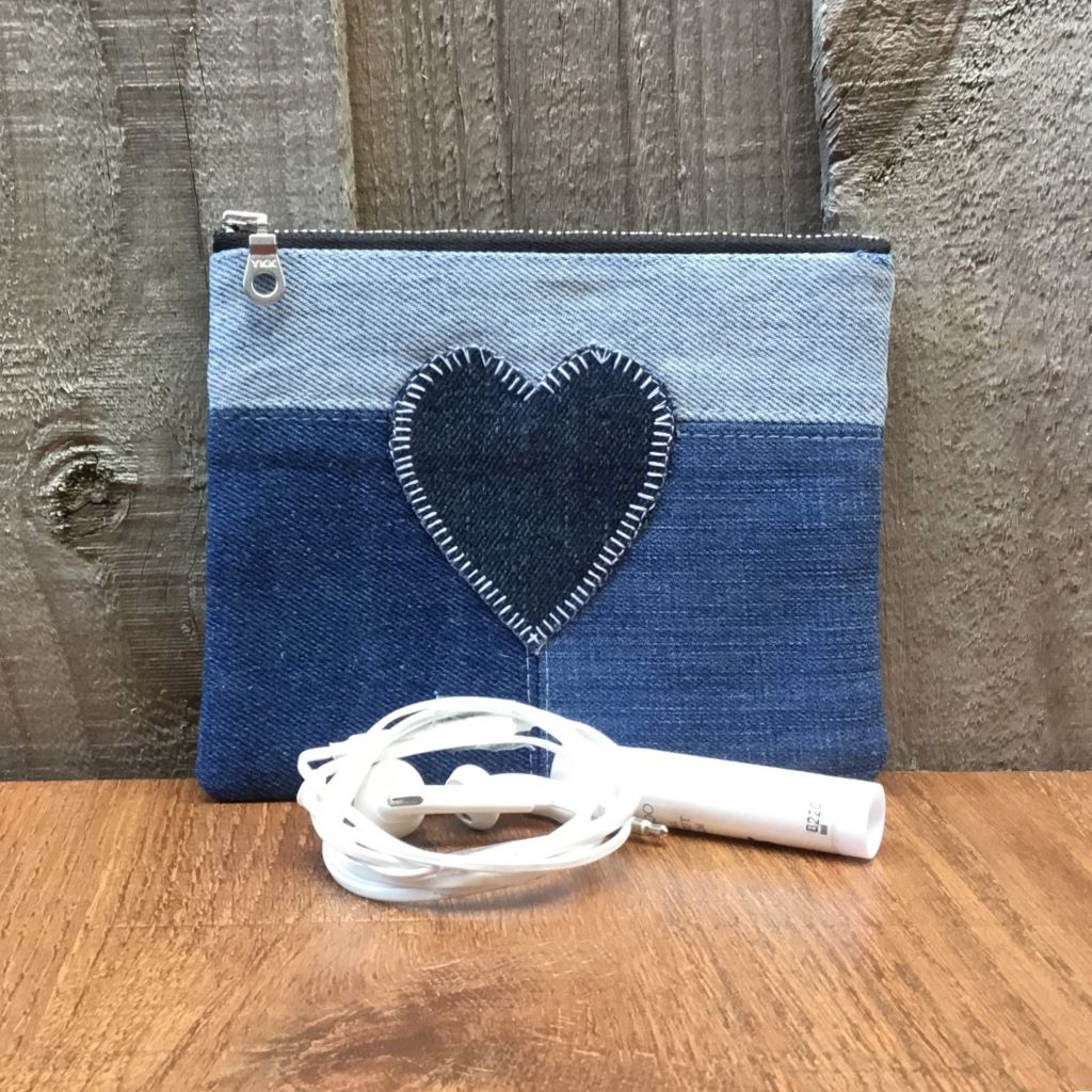 Upcycled Denim Purse – Single Denim Heart #1
