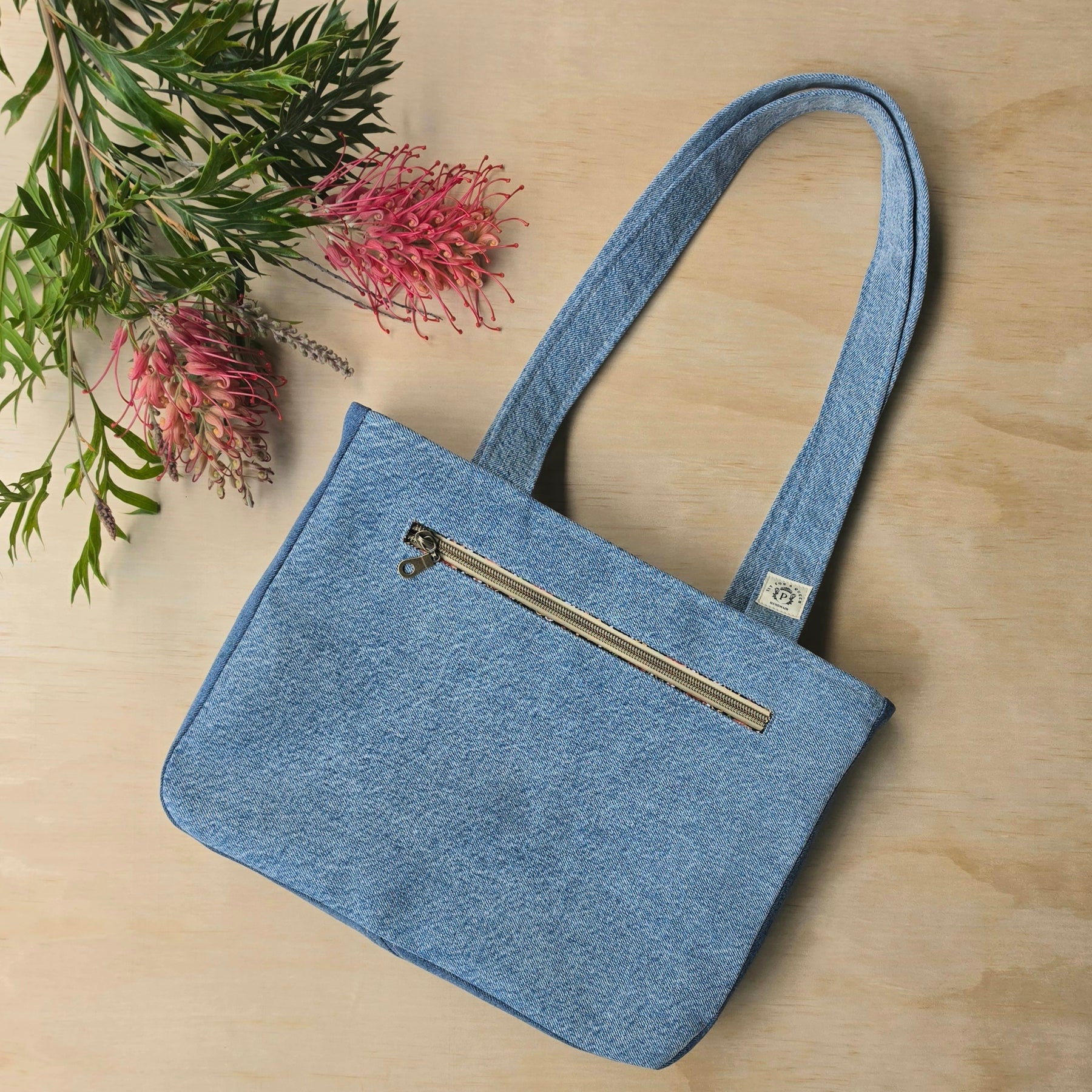 Upcycled Handbag- Scrap Denim Jeans & Pre-loved Fabrics