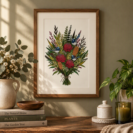 Wildflowers and Fairy Wrens Bunch Fine Art Print