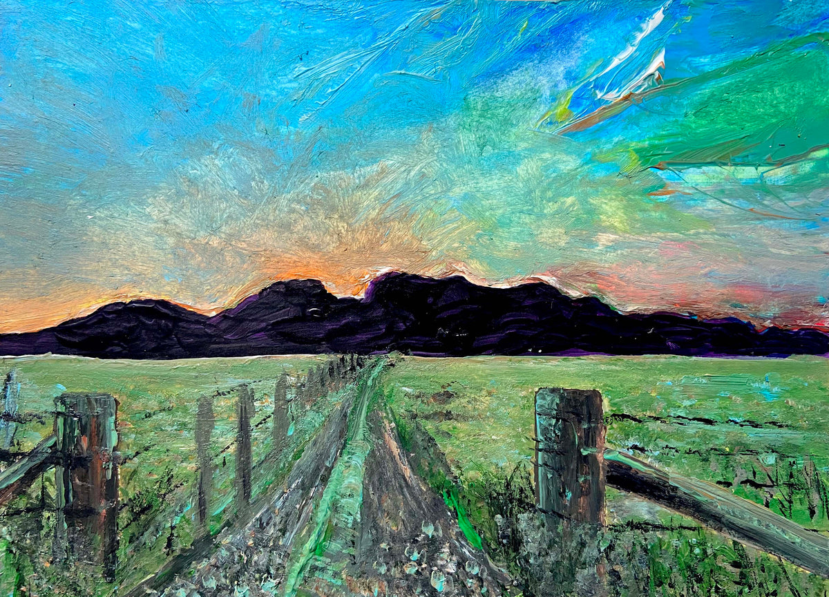 "Near Gloucester" original acrylic on card painting by Margo Humphries