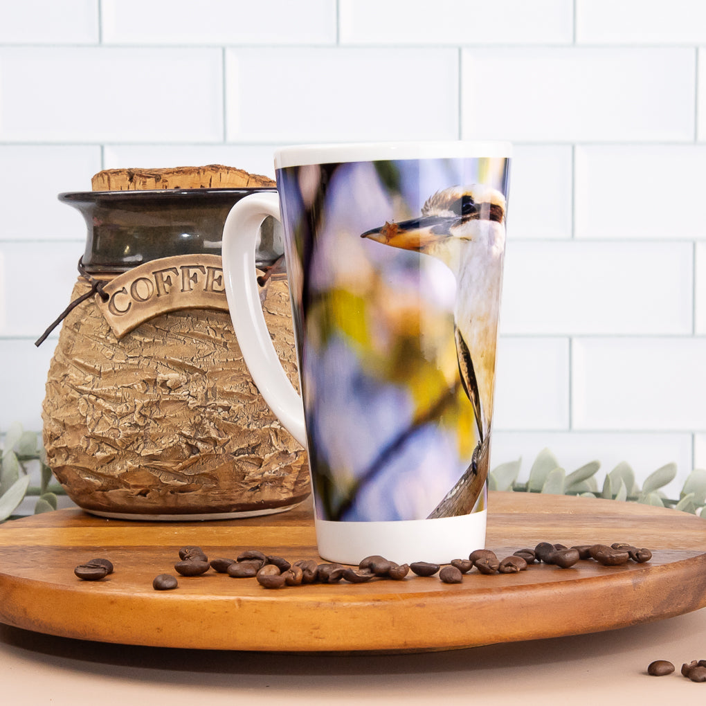 Bush Birds - Latte / Coffee Mugs- Laughing Kookaburra, Superb Fairy-wren