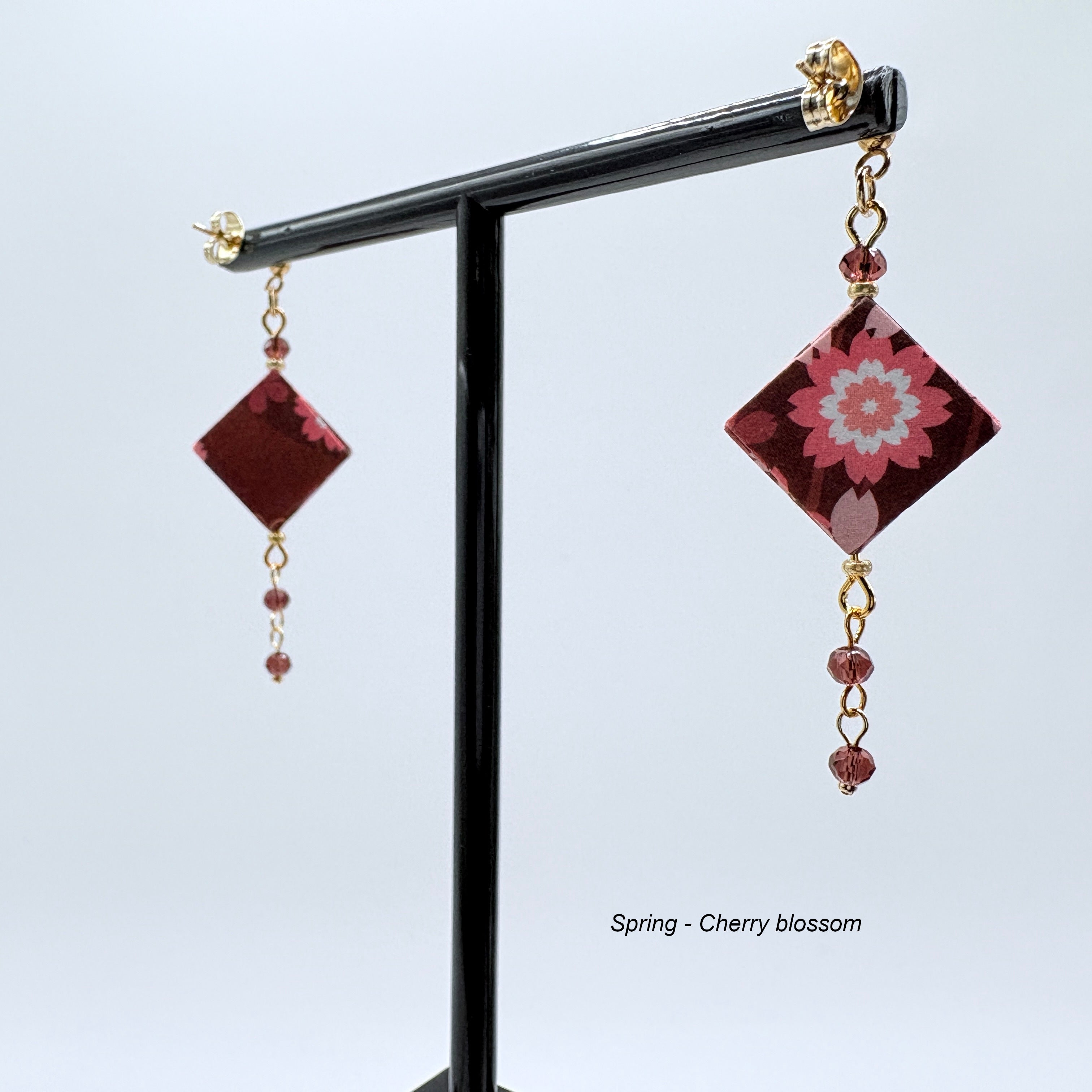 Origami Earrings – Botanicals of the Seasons – Set of 4.  Japanese Paper Jewellery