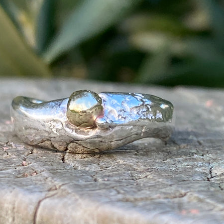 Sterling Silver Brass Seed Ring | Size N | One of a Kind