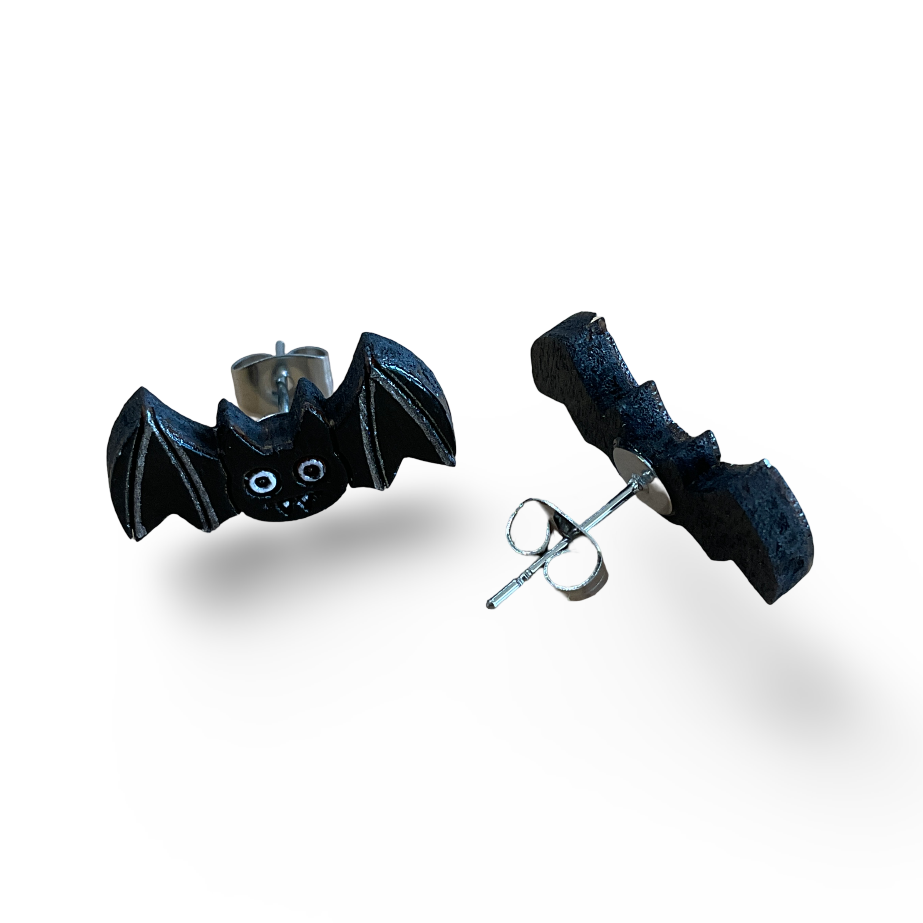 Bat / Flying fox Halloween studs - hand painted, wooden