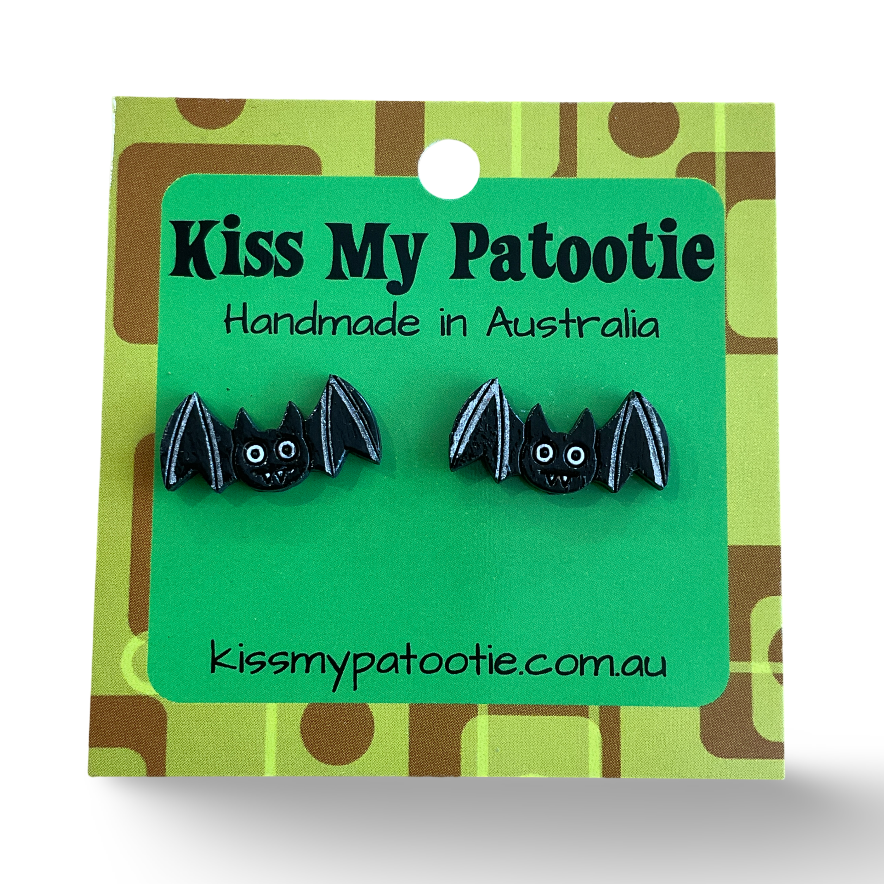 Bat / Flying fox Halloween studs - hand painted, wooden