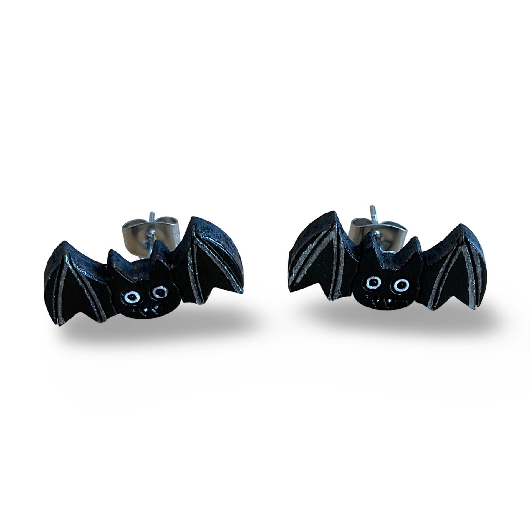 Bat / Flying fox Halloween studs - hand painted, wooden