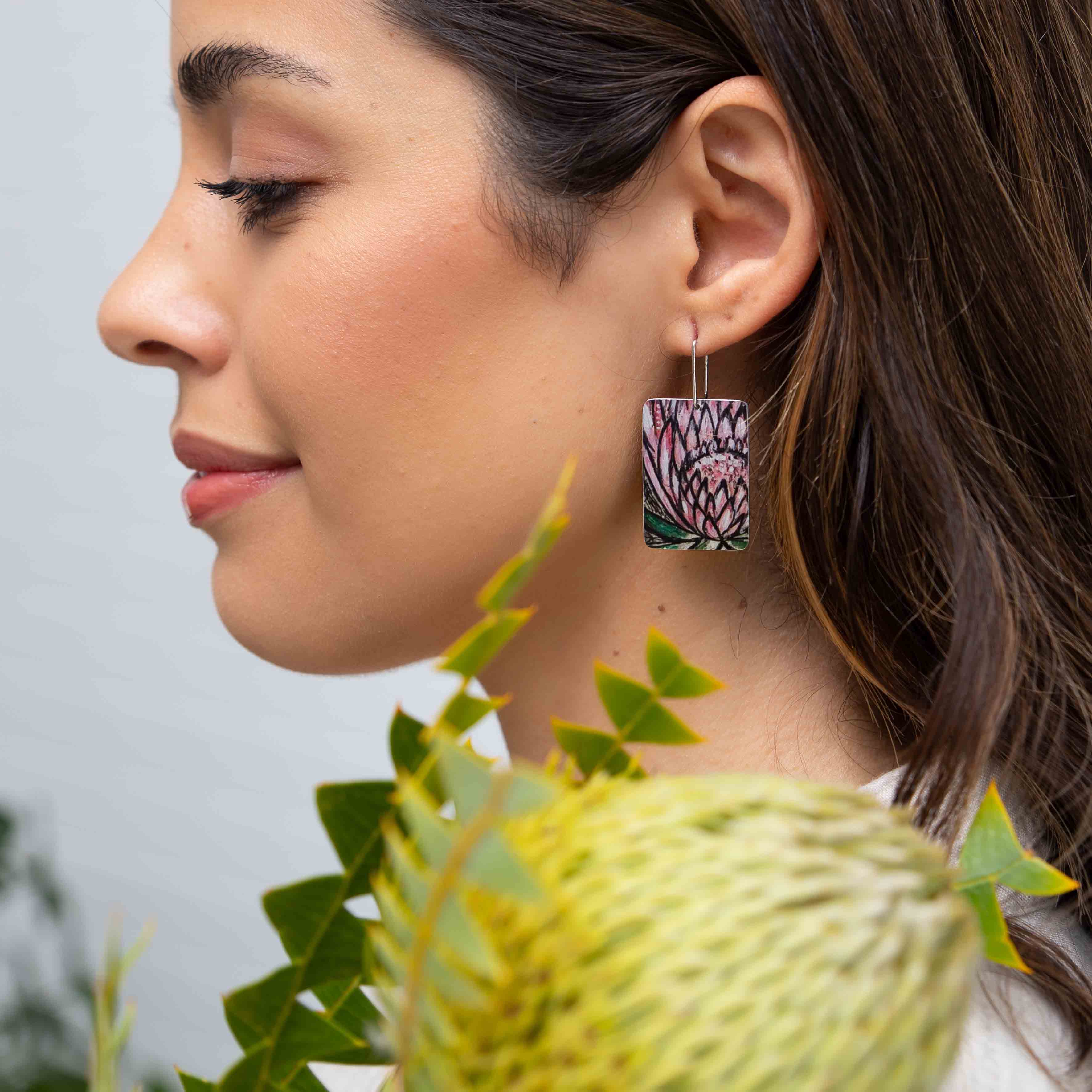 Pink Protea Earrings