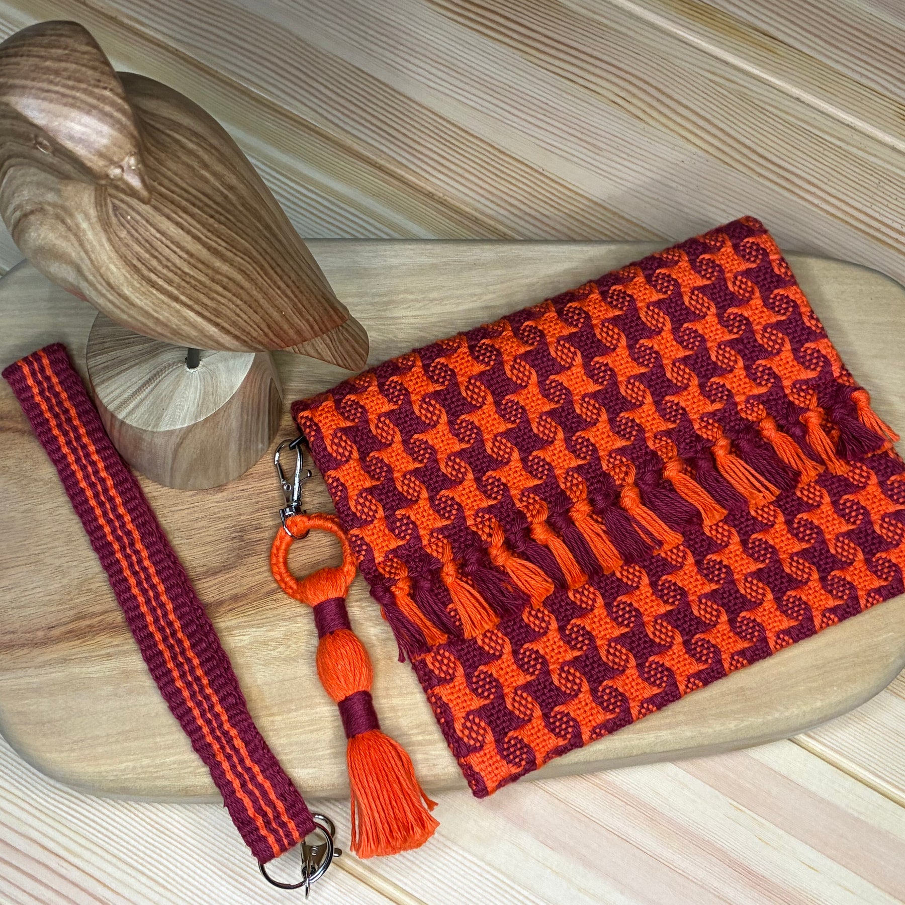 Handwoven Star Twill Fold-Over Clutch Purse