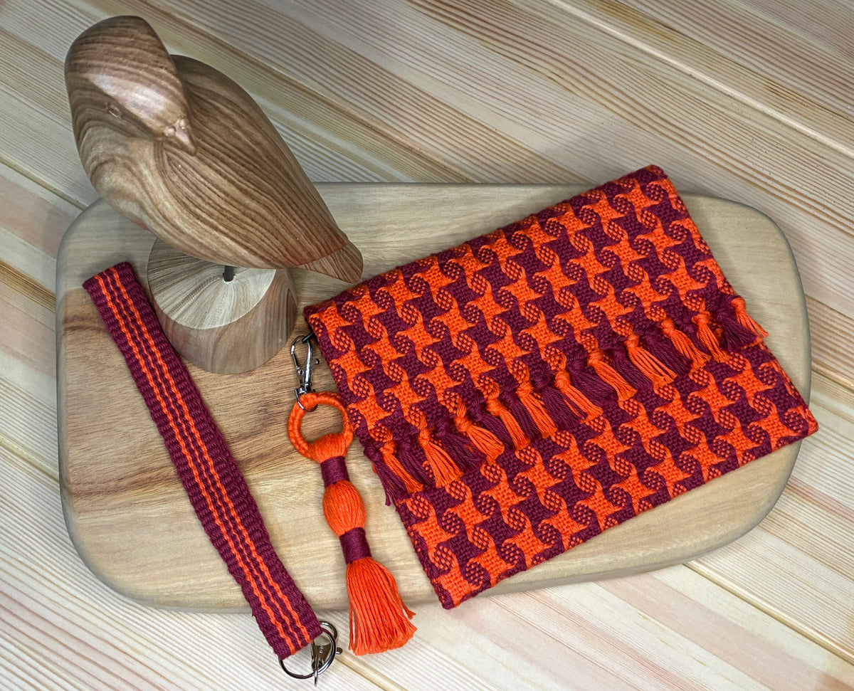 Handwoven Star Twill Fold-Over Clutch Purse